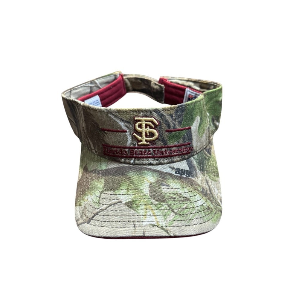 The Game Mens Hat Florida State Seminoles Camo Visor Y2K Embroidered Logo OS